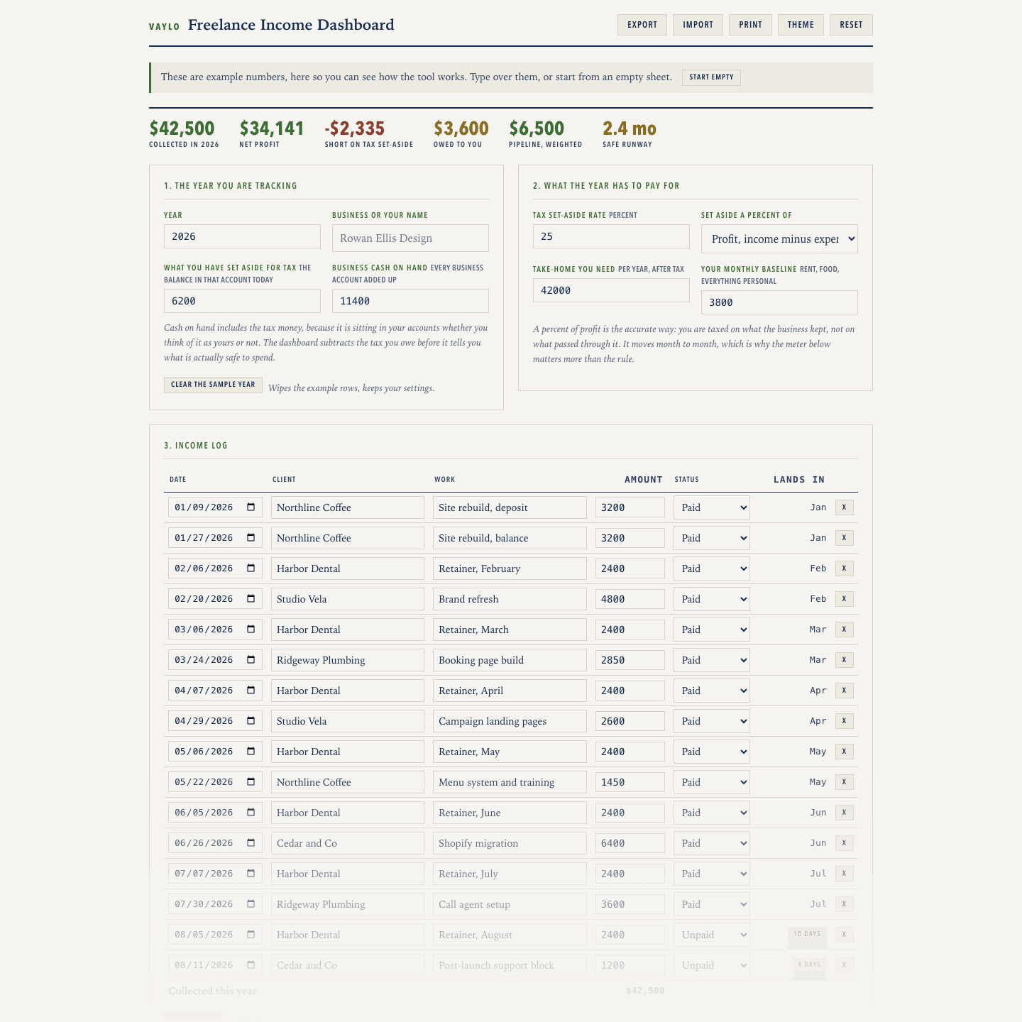 Freelance Income Dashboard