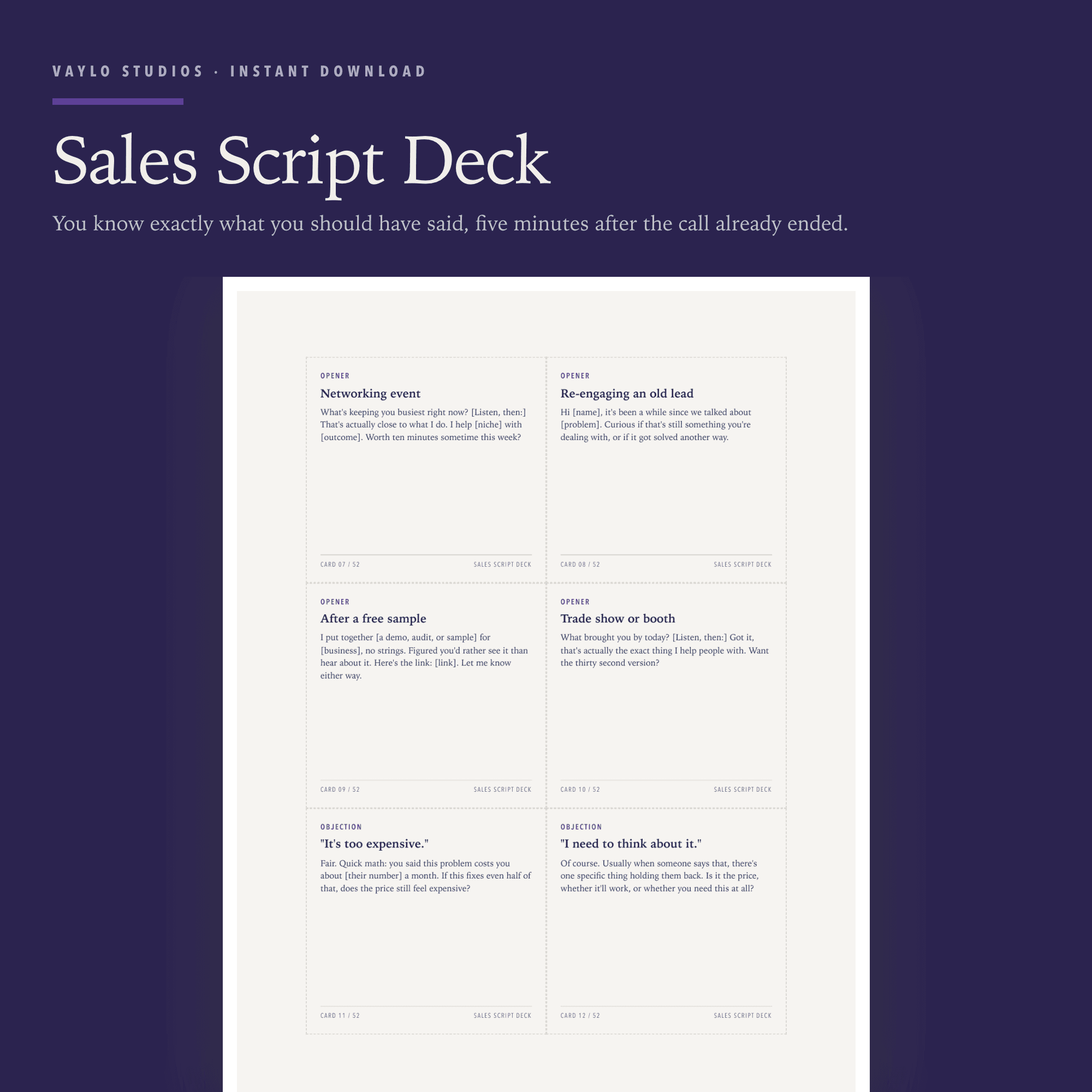 Sales Script Deck