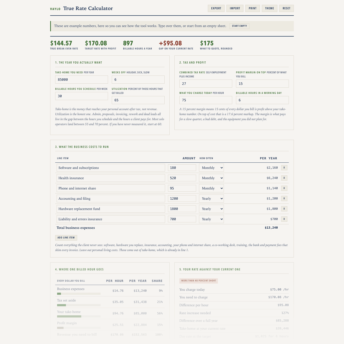 True Rate Calculator